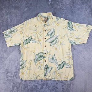 Tommy Bahama Hawaiian Shirt Men's XL Yellow 100% Silk Camp‎ Wailea Maui Tropical